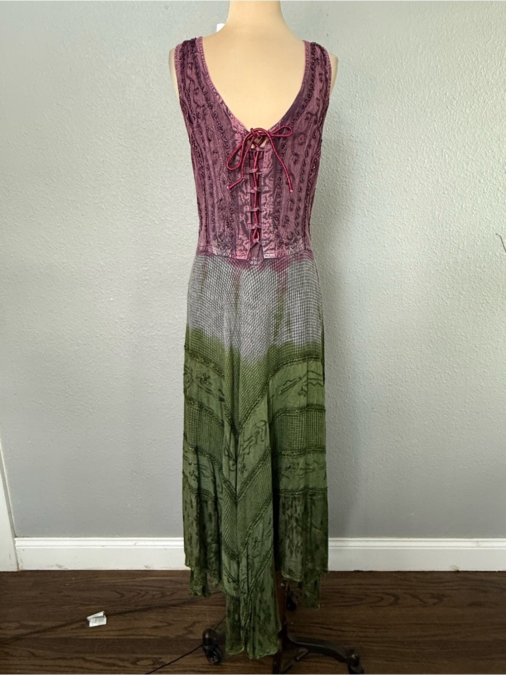 NWT L.S.I. boho Fairycore Midi Dress One Size Handkerchief Hem